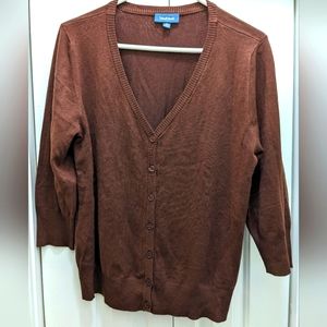 Modcloth charter school brown cardigan sz XL runs large